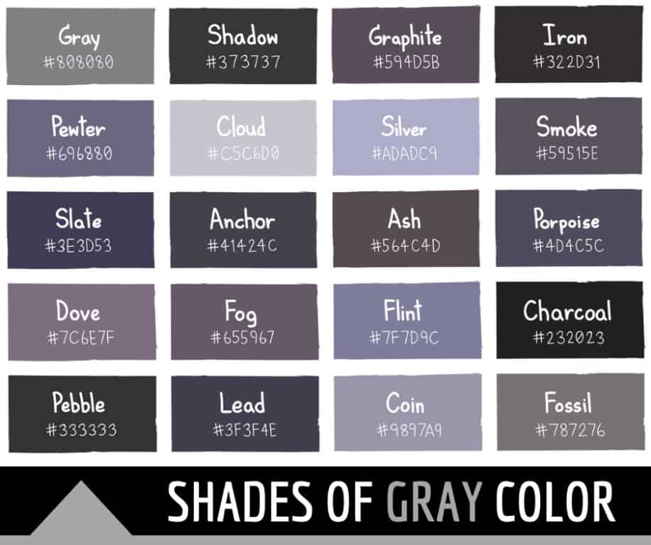 What are the 50 shades of grey Colour?