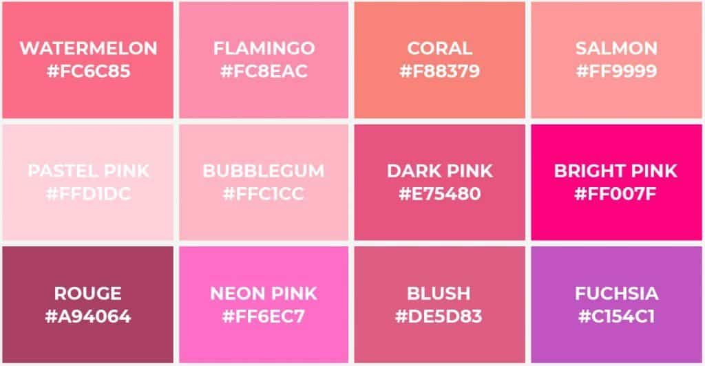 What is the RGB code of pink?