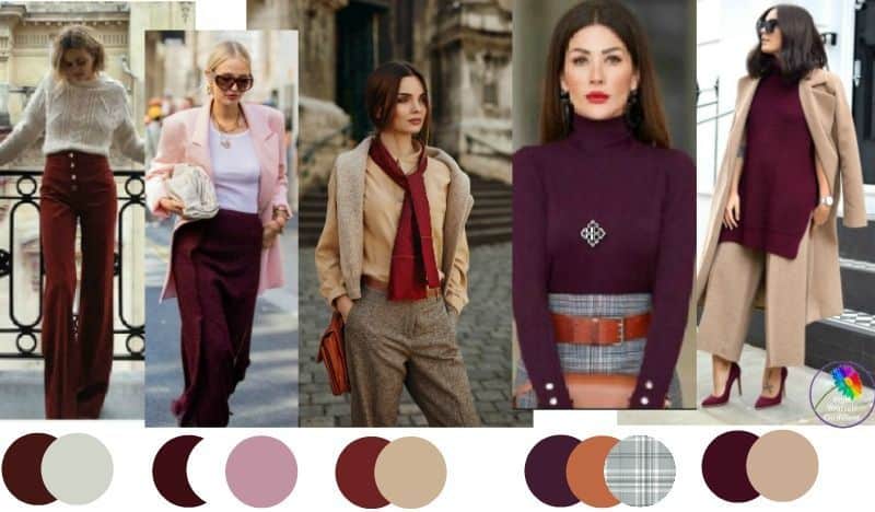 What colors go with maroon outfit?