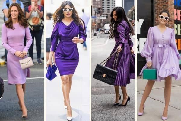 Which shoe Colour matches with purple dress?