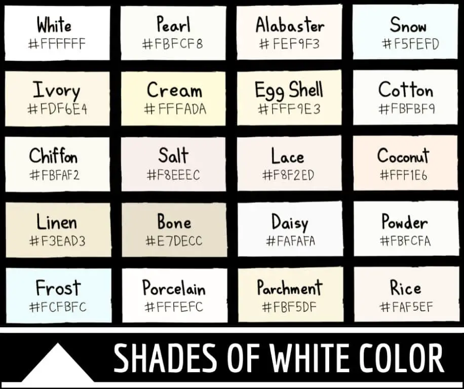 What color shades and codes are white