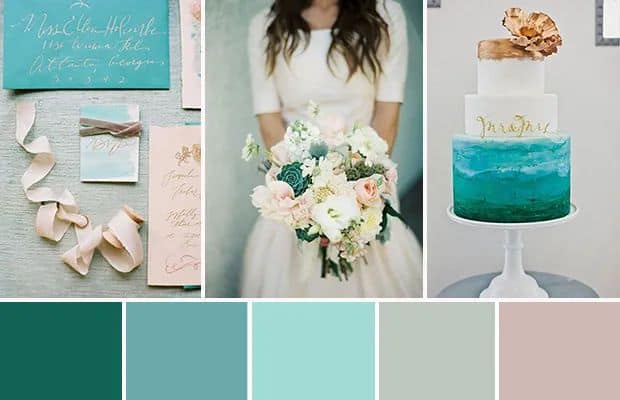 What Colours go with teal for a wedding?