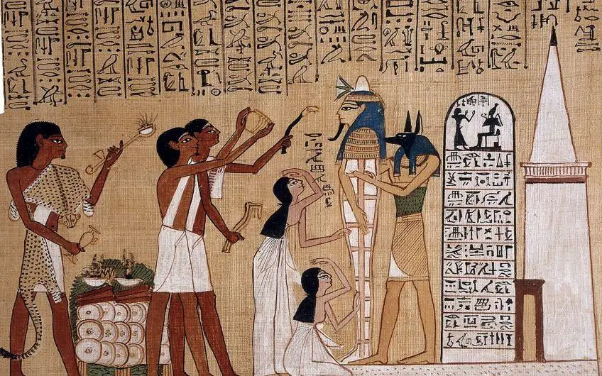 What are the 5 dominant colors used in paintings from Ancient Egypt?